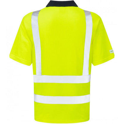 Leo Workwear Croyde Yellow Comfort EcoViz Hi Vis Polo Shirt