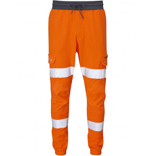 Leo Workwear Hawkridge Orange EcoViz 4X Stretch Hi Vis Jog Trouser