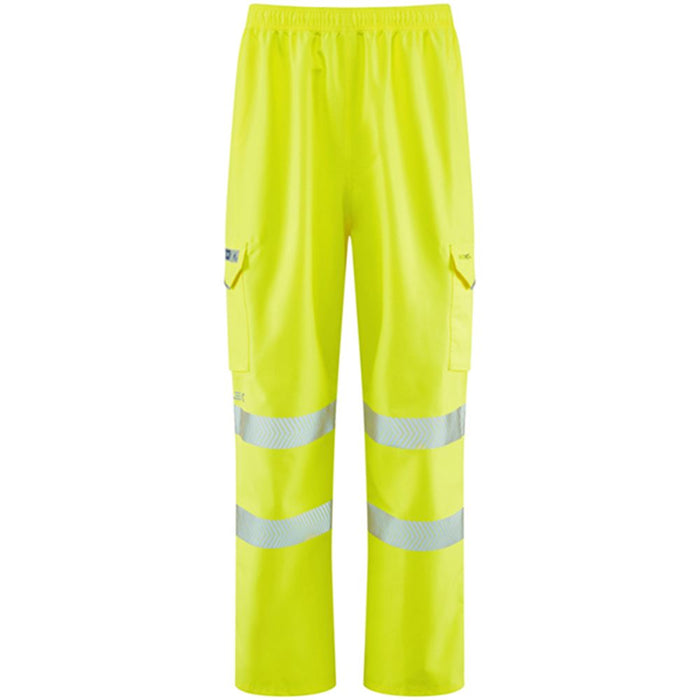 Leo Workwear Instow Yellow LTEC 15K Waterproof Breathable Hi Vis Cargo Trouser