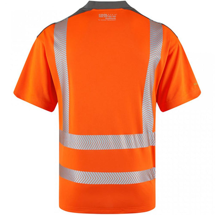 Leo Workwear Putsborough Orange EcoViz Coolmax Performance Hi Vis T-Shirt