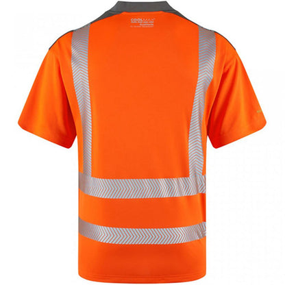 Leo Workwear Putsborough Orange EcoViz Coolmax Performance Hi Vis T-Shirt