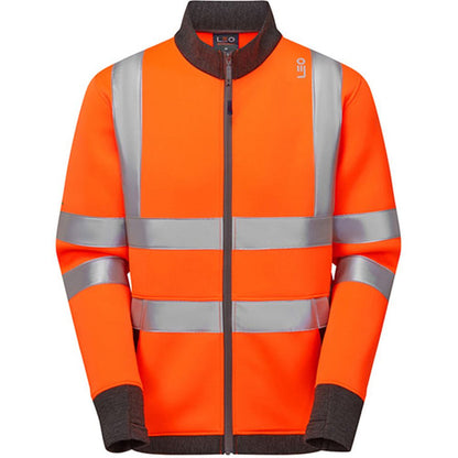 Leo Workwear SS07 Arganite Orange EcoViz Air Layer Full Zip Hi Vis Sweatshirt