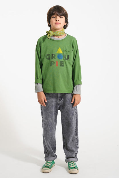 LS T-Shirt in Dark Green w/ "Groupie" Print