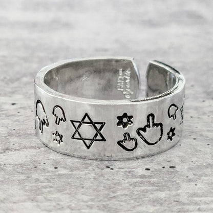Magen David Middle Finger Ring Salt and Sparkle