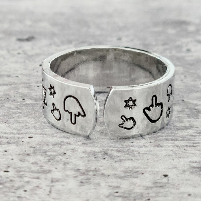 Magen David Middle Finger Ring Salt and Sparkle