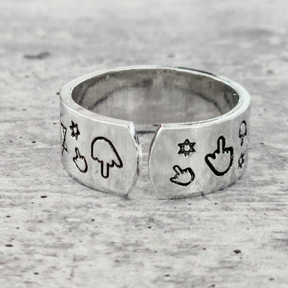 Magen David Middle Finger Ring Salt and Sparkle
