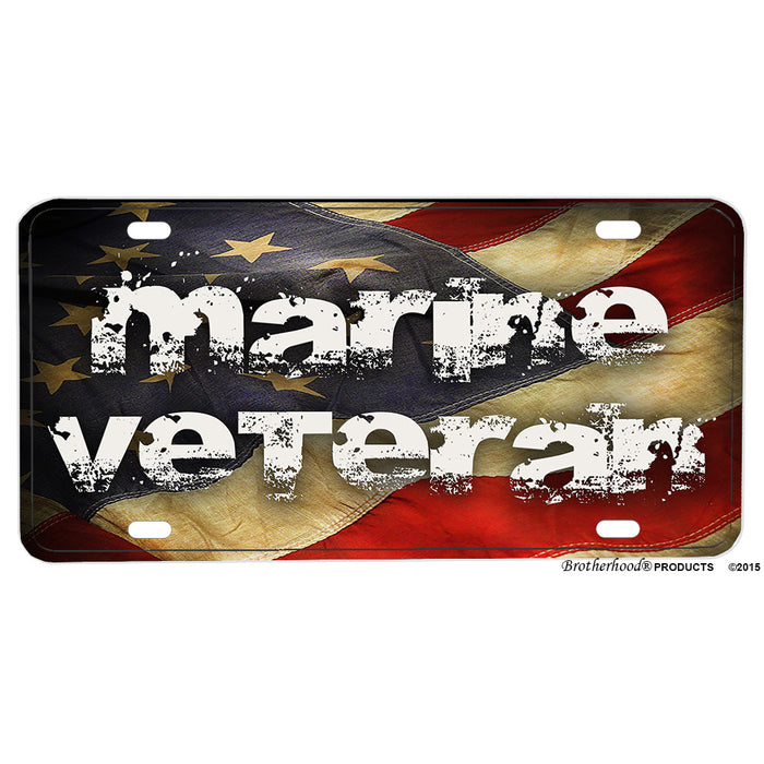 Marine Corps Veteran Flowing Flag License Plate