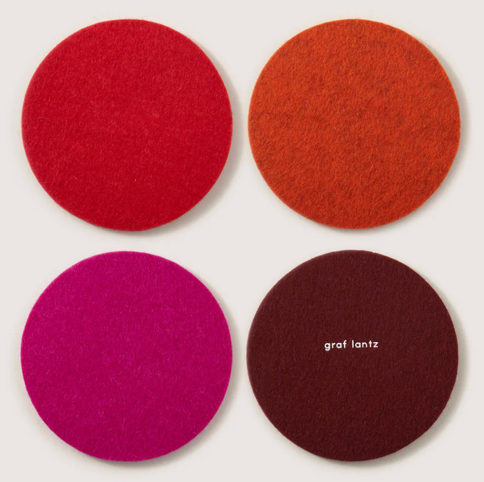 Merino Wool Coasters Round 4-Pack Bordeaux