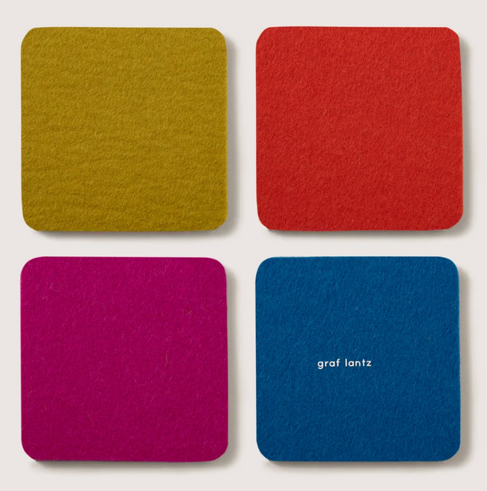 Merino Wool Coasters Square 4-Pack Electric