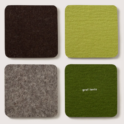 Merino Wool Coasters Square 4-Pack Forest