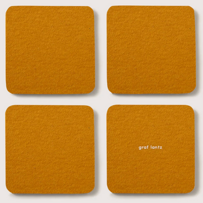 Merino Wool Coasters Square 4-Pack Turmeric