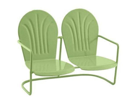 Miniature Red, Green or Yellow Double Glider Chair, Color Choice of Retro Outdoor Chair,  2.75" Metal Seating