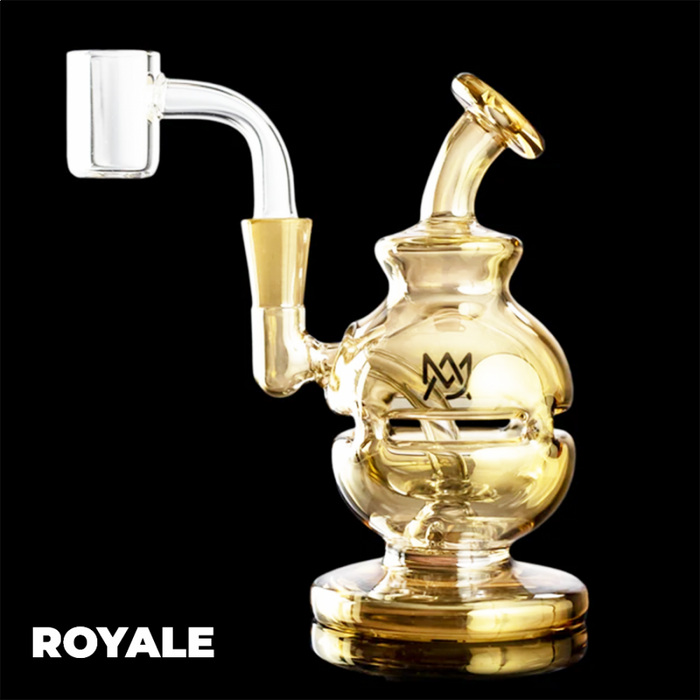 MJ Arsenal Gold Royale Mini Dab Rig: Compact Glass Rig, Smooth Concentrate Hits, Elegant Gold Finish, Portable Dab Rig