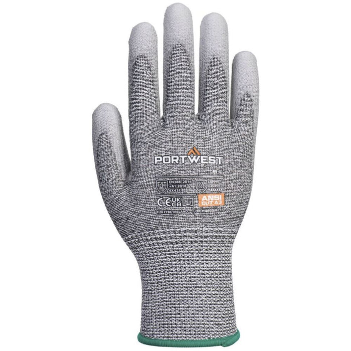 MultiSAVE Pack 12 - Portwest Cut C Grip Glove with PU Coating 13g AB622 (12 Pairs)