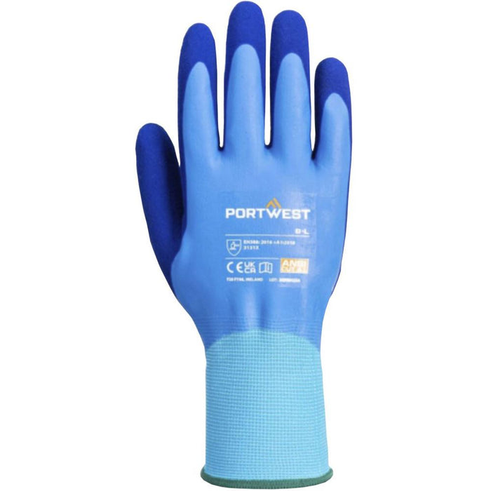 MultiSAVE Pack 12 - Portwest Waterproof Work Gloves with Latex Foam Coating 13g APB80 (12 Pairs)