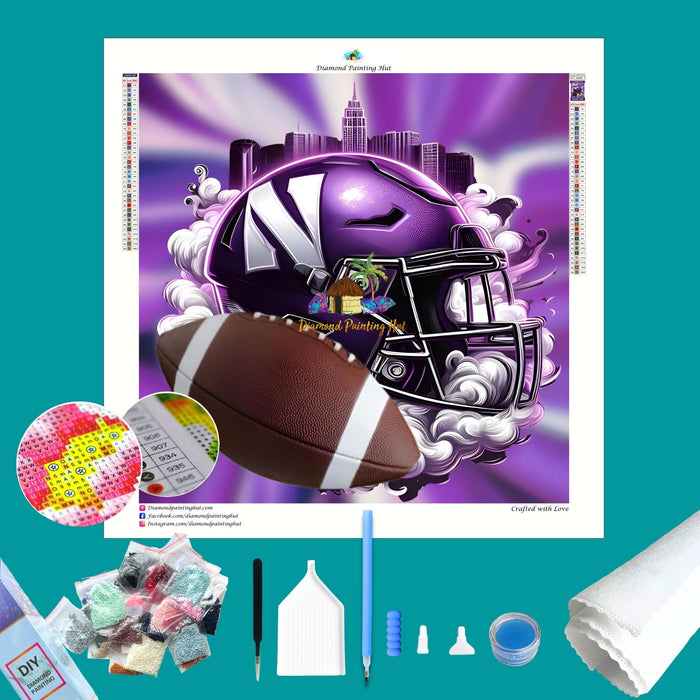Northwestern Football Helmet Diamond Painting