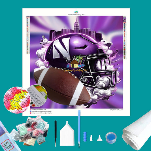 Northwestern Football Helmet Diamond Painting