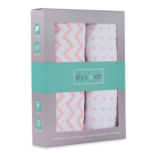 Pack N Play / Portable Crib Sheet Set I Pink Chevron and Polka Dots