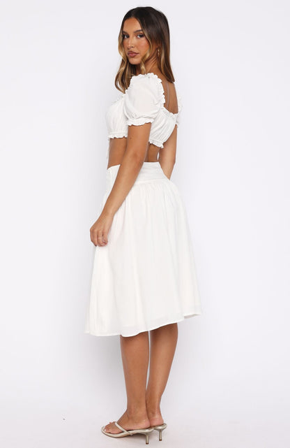 Tender Moments Midi Skirt White