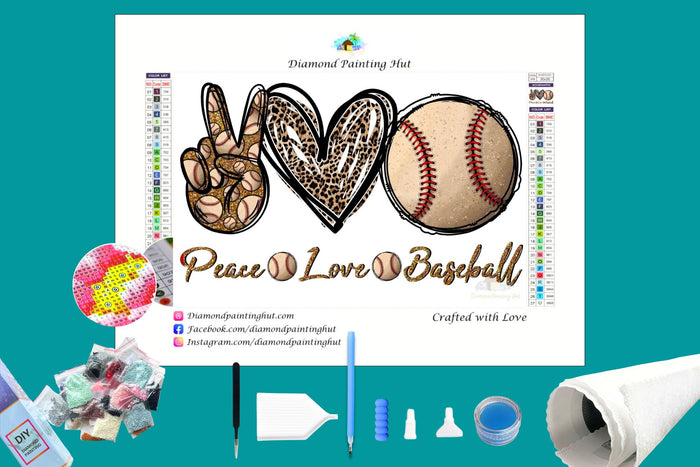 Peace Love Baseball Diamond Painting