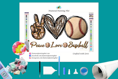 Peace Love Baseball Diamond Painting