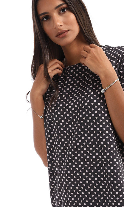 Polka Dot Oversized High-Low Jersey Tee - 95033