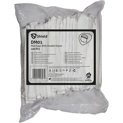 Polyco DM01 White Double Stitched Mob Caps (Pack 1000)