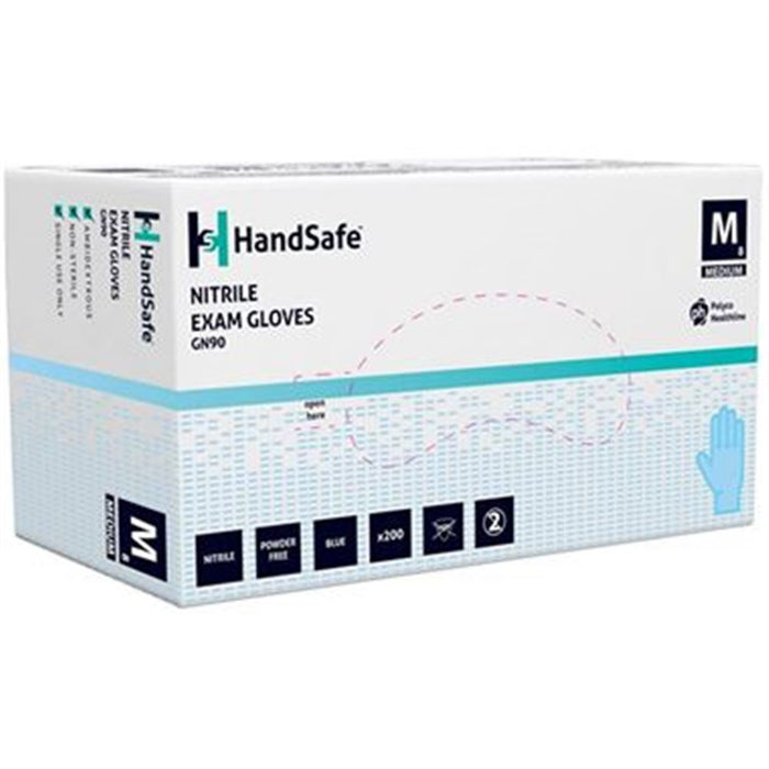 Polyco Handsafe GN90 Blue Nitrile Powder Free Disposable Examination Gloves AQL1.5 (Box 200)