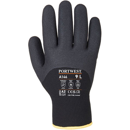 Portwest A146 Arctic Heat Resistant & Thermal Winter Gloves with Sandy Nitrile Coating - 15g