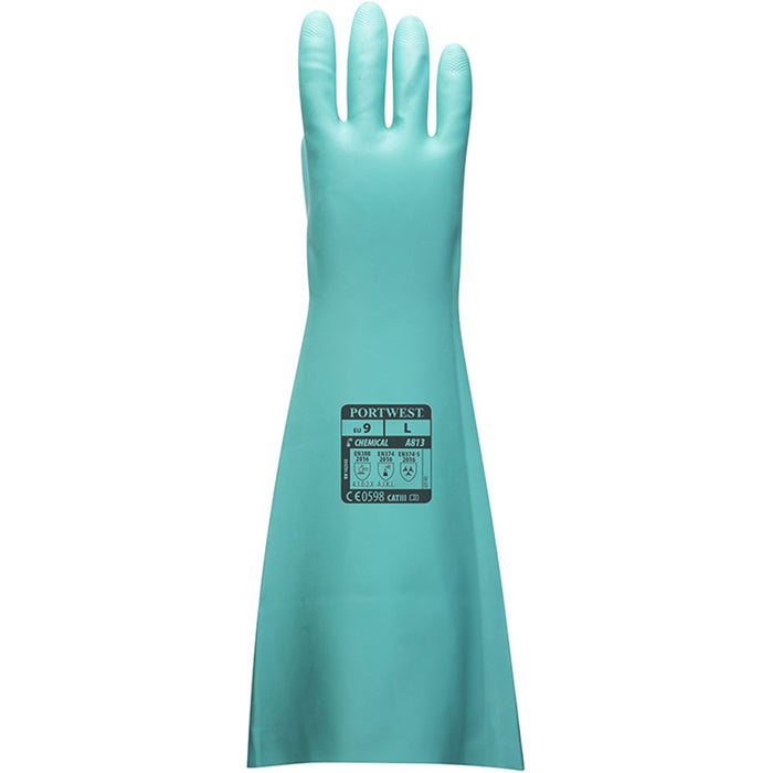 Portwest A813 Extended Length Nitrile Chemical Resistant Gauntlet 48cm