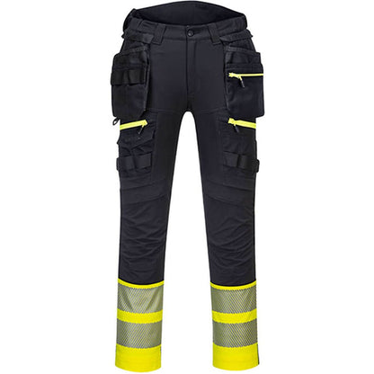 Portwest DX445 DX4 Yellow/Black Class 1 Stretch Hi Vis Detachable Holster Trouser