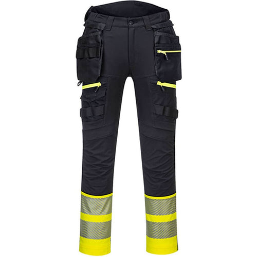 Portwest DX445 DX4 Yellow/Black Class 1 Stretch Hi Vis Detachable Holster Trouser