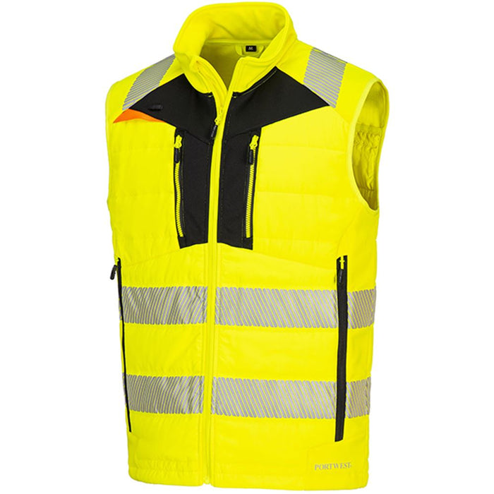 Portwest DX479 DX4 Yellow Mesh Lined Padded Hi Vis Softshell Bodywarmer
