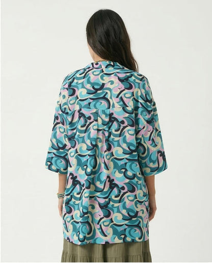 Ravin Women's Psychedelic Print Oversized Button-Down Shirt - 97213