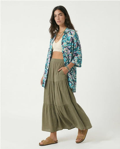 Ravin Women's Psychedelic Print Oversized Button-Down Shirt - 97213