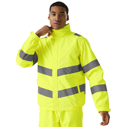 Regatta TRW457 Pro Contract Dover Yellow Waterproof Padded Fleece Lined Hi Vis Jacket