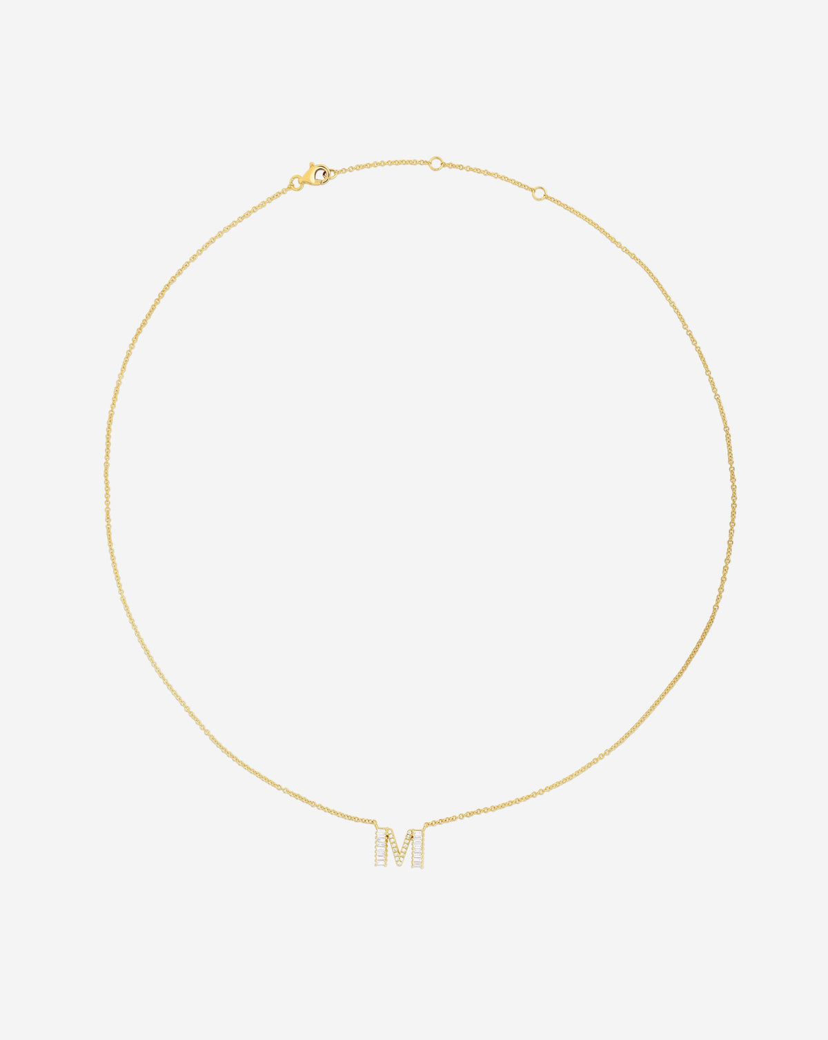 Baguette + Pavé Initial Necklace