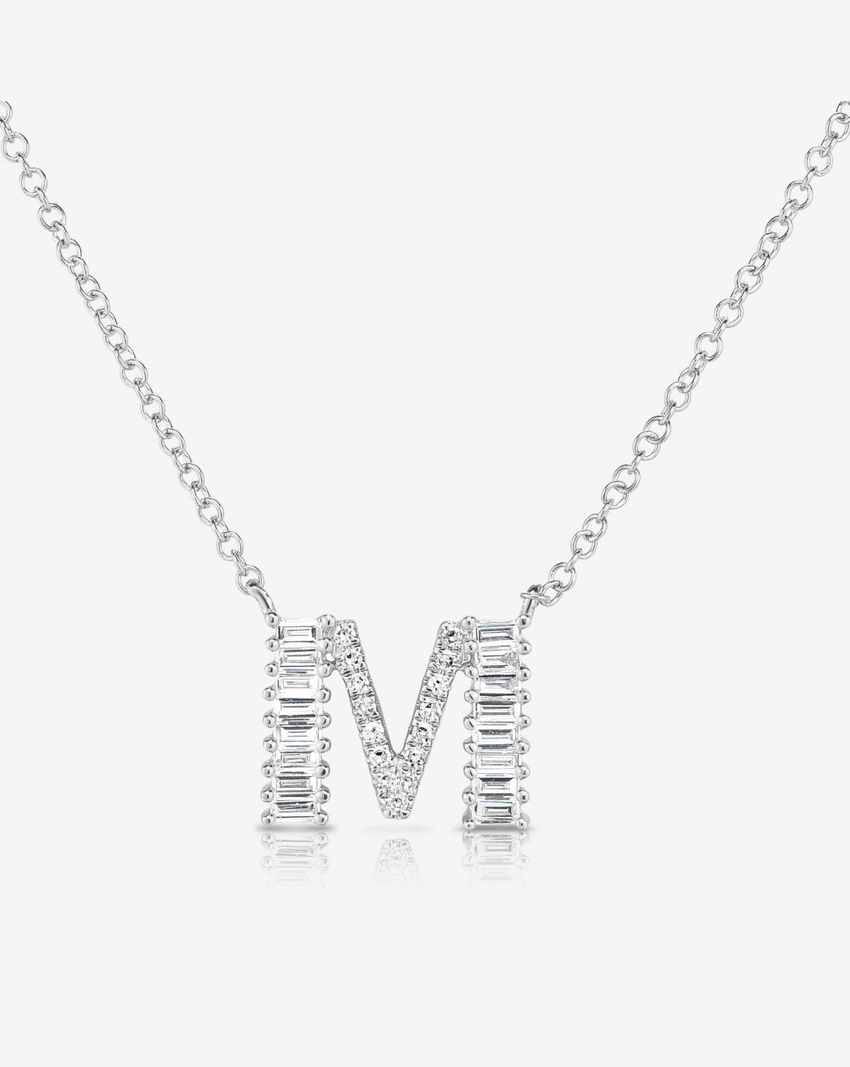 Baguette + Pavé Initial Necklace