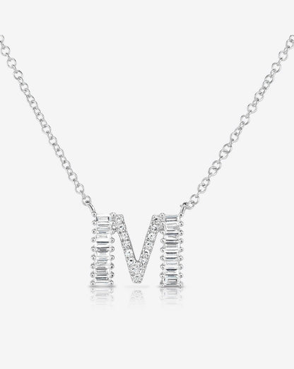 Baguette + Pavé Initial Necklace