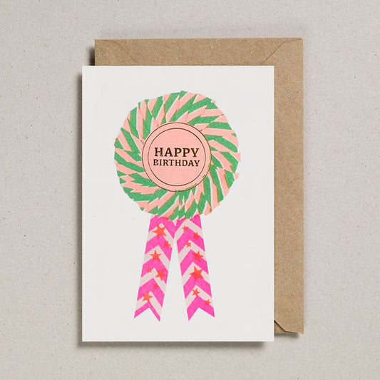 Riso Rosette Cards - Pack of 6 - Happy Birthday 2