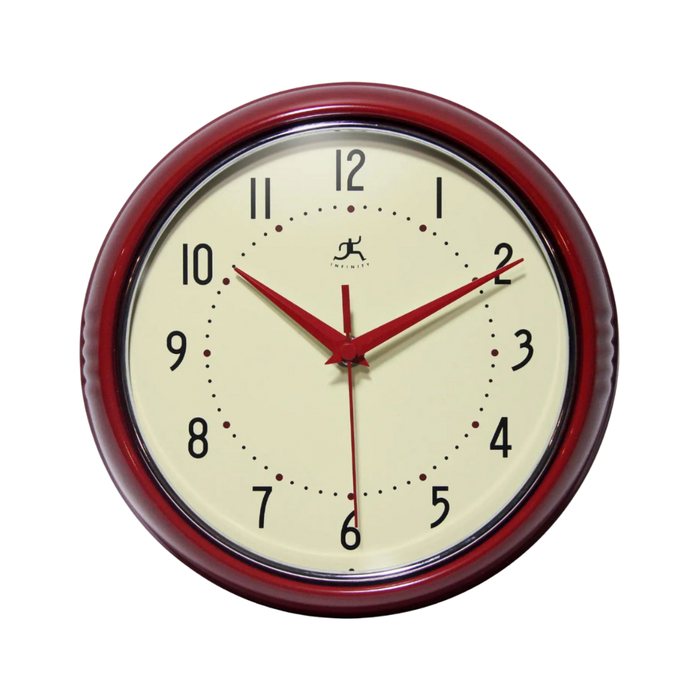 Round Retro Clock Red