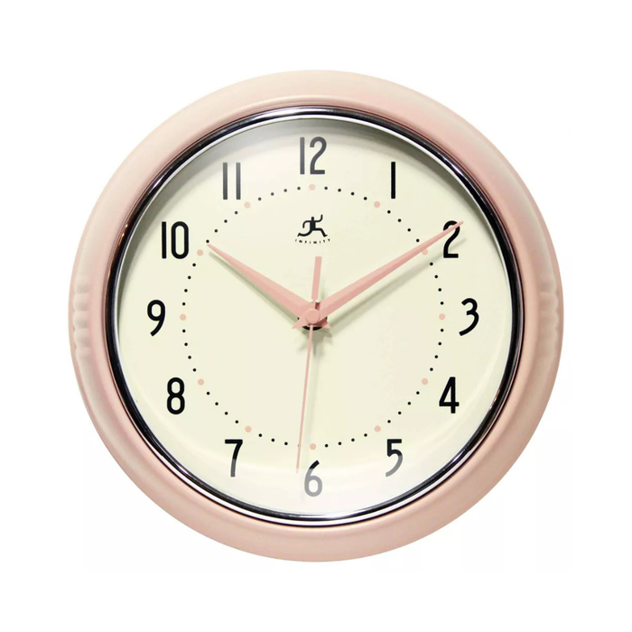 Round Retro Clock Pink