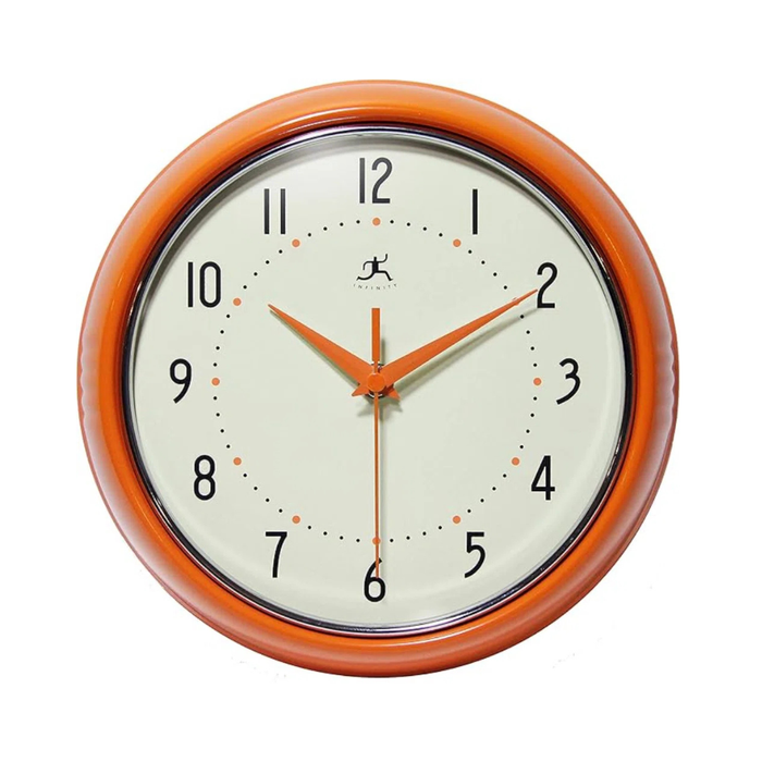 Round Retro Clock Orange
