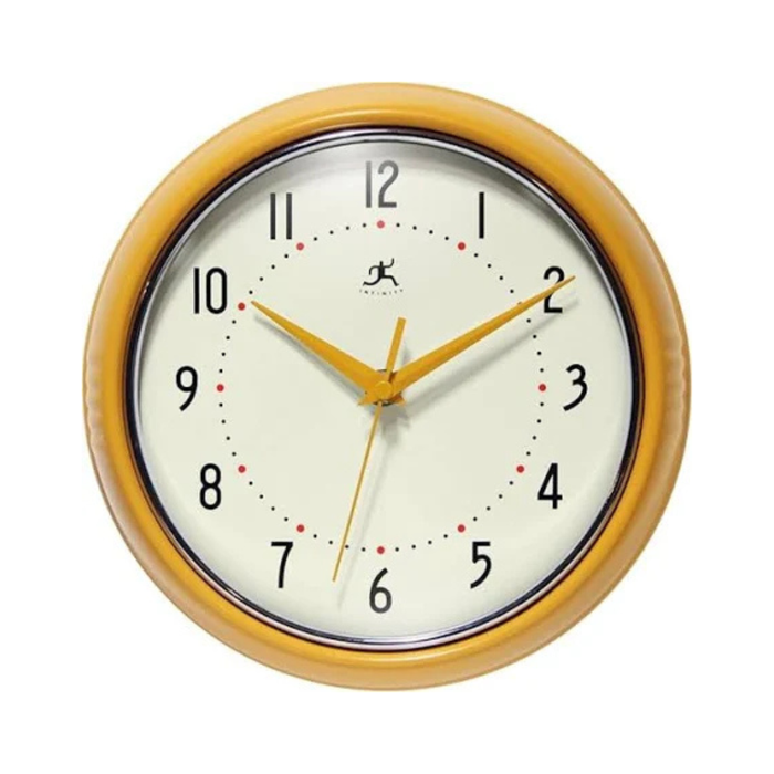 Round Retro Clock Yellow