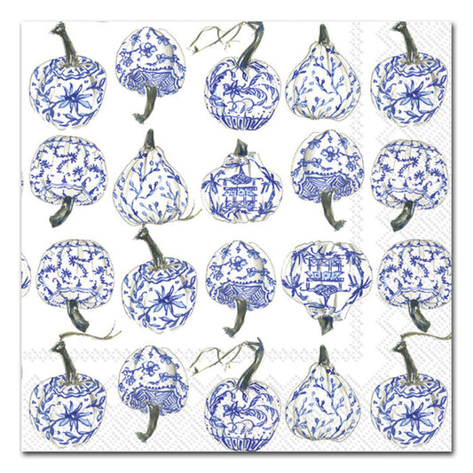 Royal Pumpkins Blue Paper Luncheon Napkins