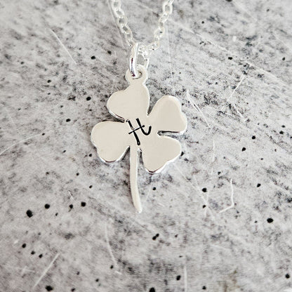 Silver Four Leaf Clover Initial Necklace Salt and Sparkle
