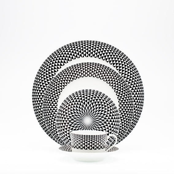 SKU# B220-REC20748 - Diamonds Black Dessert Plate - Shape Recamier