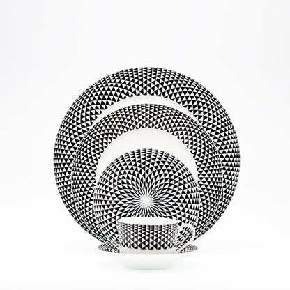 SKU# B220-REC20748 - Diamonds Black Dessert Plate - Shape Recamier