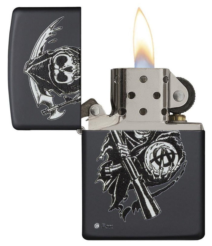 28504, Sons of Anarchy with Grim Reaper, Weapon, & Anarchy Crystal Ball, Color Image, Black Matte Finish