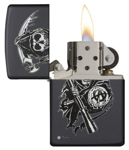 28504, Sons of Anarchy with Grim Reaper, Weapon, & Anarchy Crystal Ball, Color Image, Black Matte Finish